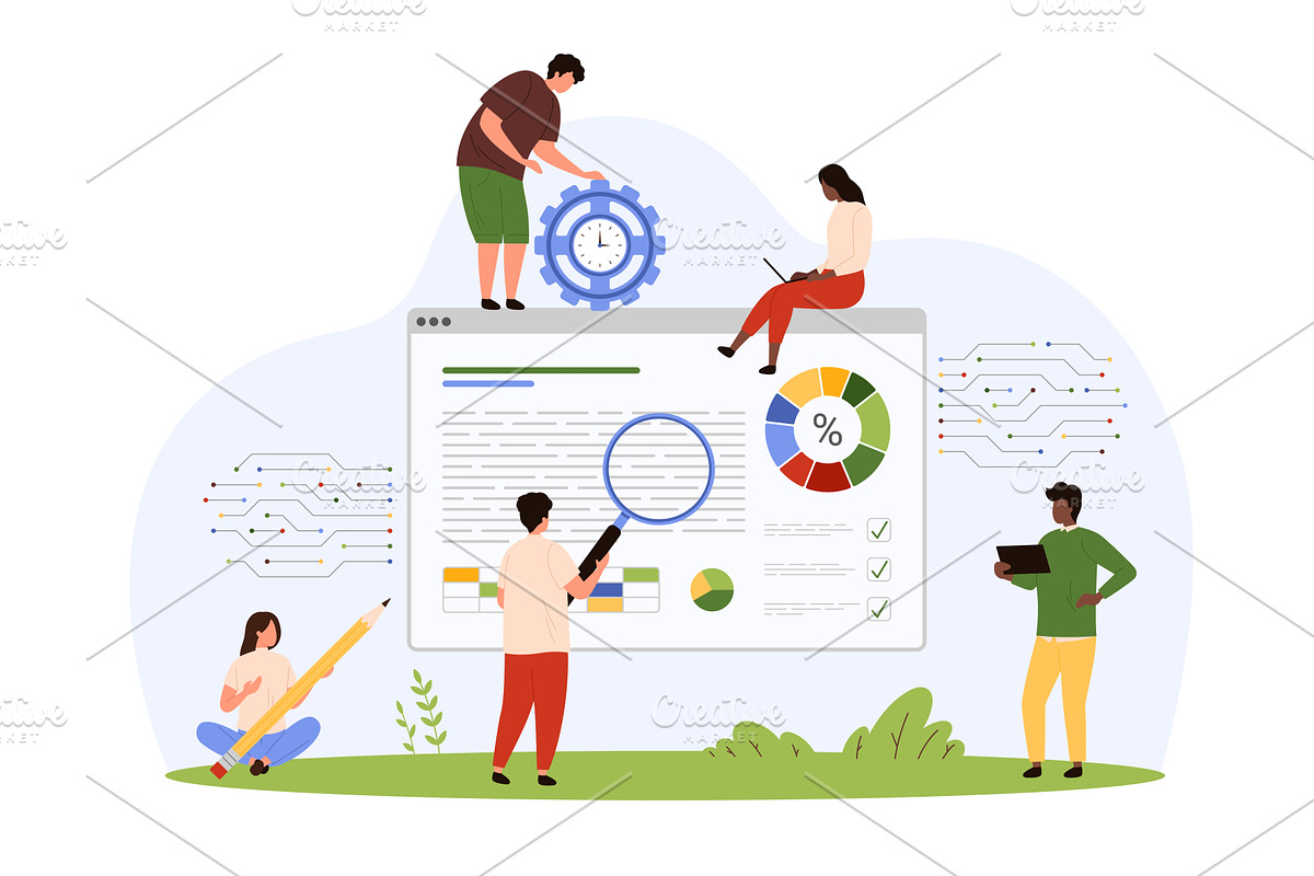 Marketing data analysis and, a Finance Illustration by Flashvector