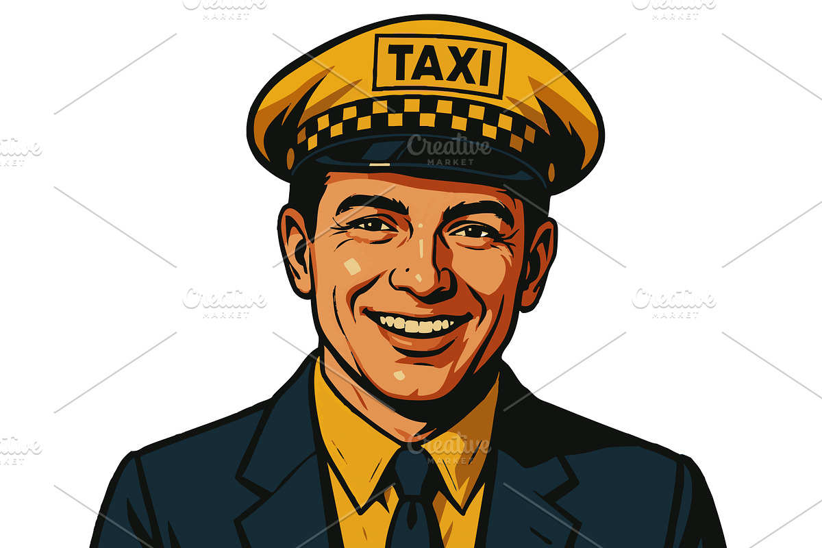 Taxi Driver in Uniform and Hatvector, a Person Illustration by AlexArt