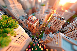 City skyline view during sunset showcasing vibrant urban architecture and bustl, an Architecture Photo by AlyaAnd