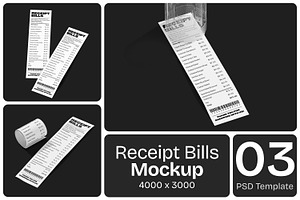 Receipt Bills Mockup, a Packaging Mockup by Permadi Creative