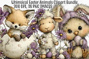 Whimsical Easter Animals Clipart PNG, an Illustration by Canvas Craft (Thumbnail 1 of 7)