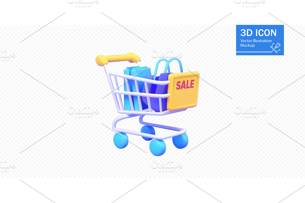Shopping cart with sale items, an Object Illustration by ZinetroN