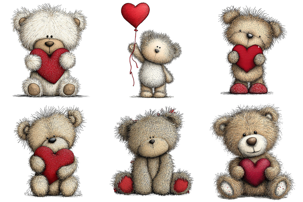 Valentine’s Day Teddy Clipart, an Illustration by Craft Nest (Photo 2 of 11)