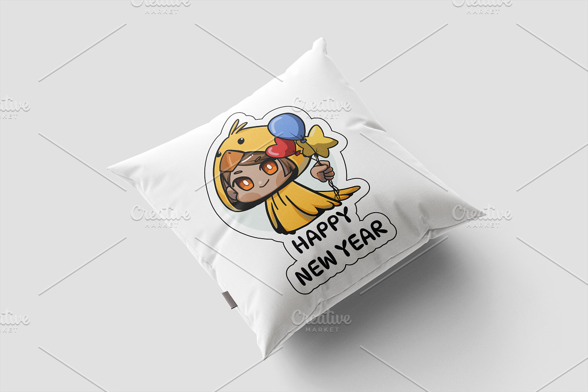 New Year Chibi Art Sticker Set 9, an Illustration by vectstudio (Photo 3 of 3)