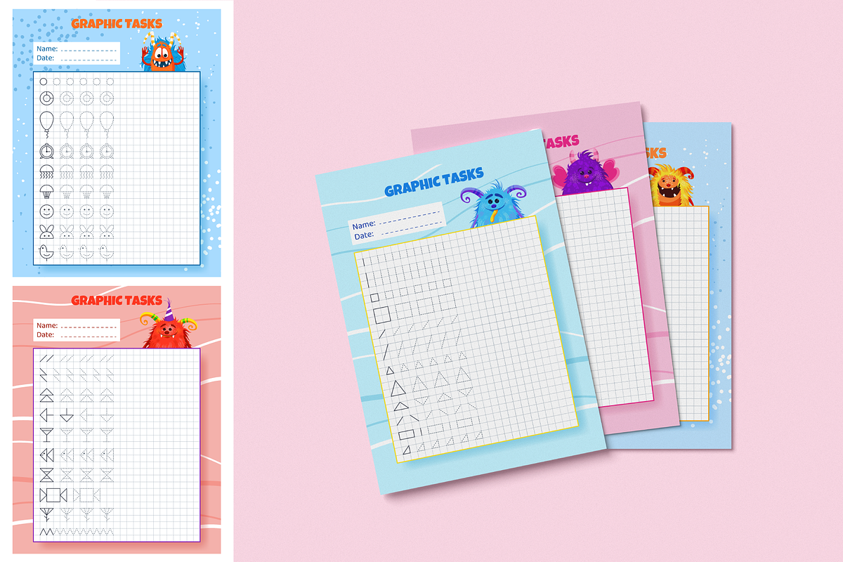38 Graphic Drawing tasks for Kids, an Education Illustration by IuliiaSavko (Photo 5 of 8)