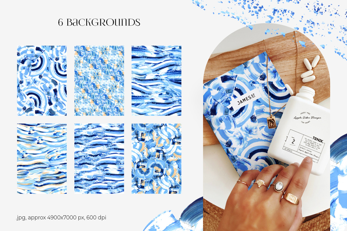 Abstract blue & gold Acrylic smears, an Object Graphic by Julie&Taily (Photo 17 of 21)