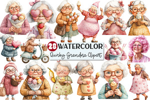 Quirky Grandma Love Ice Cream Clipar, an Illustration by Rose Art