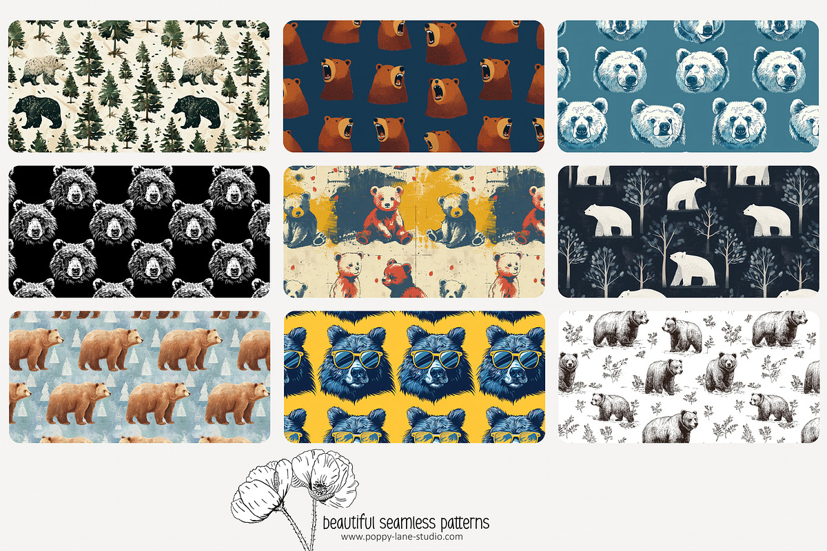 70 bear seamless pattern, a Pattern Graphic by Poppy Lane Studio