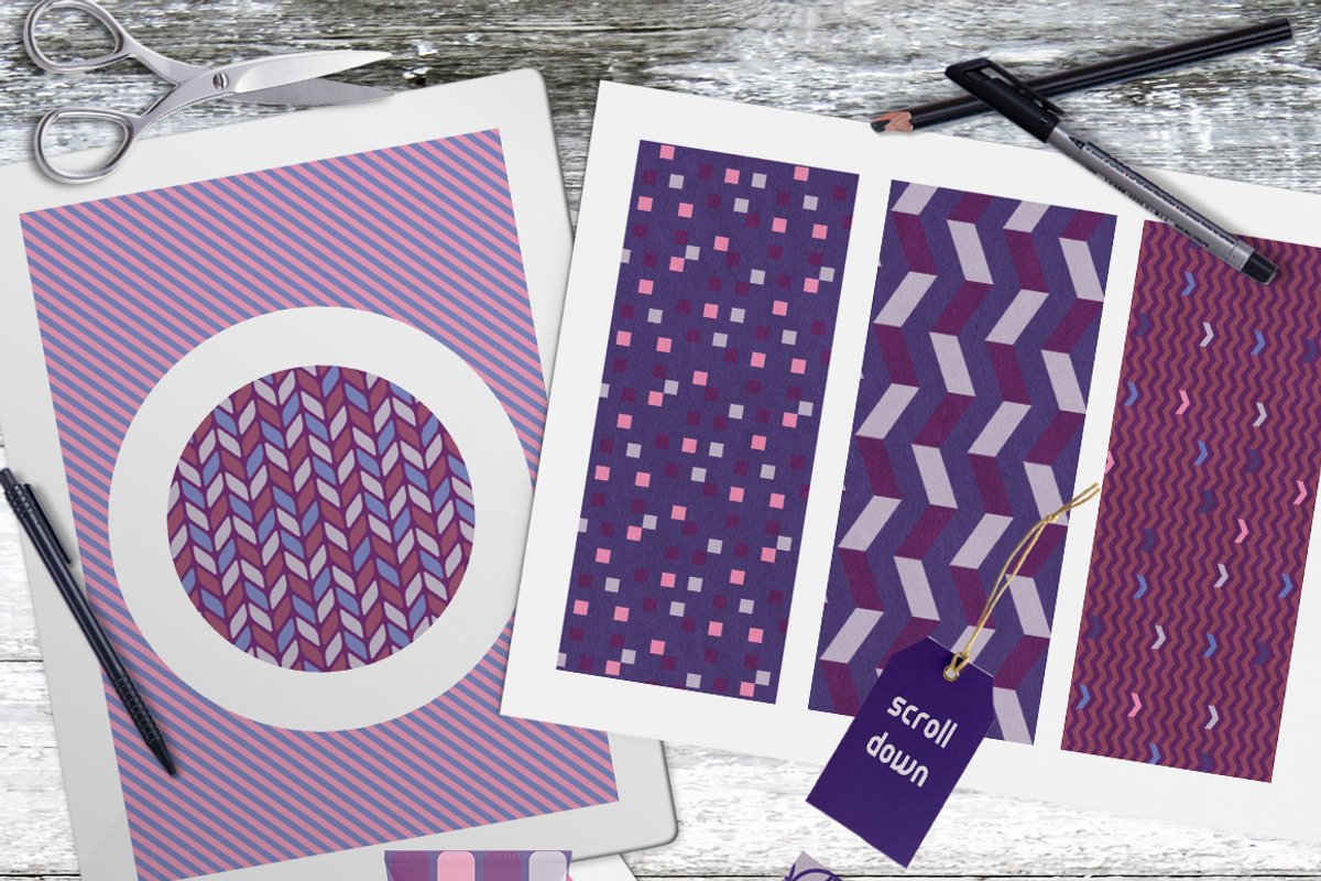 Ultra Violet Geometric Patterns Set, a Pattern Graphic by WBS Design (Photo 2 of 2)
