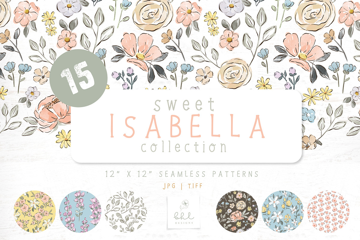 Watercolour Floral Seamless Patterns, a Pattern Graphic by bhldesigns (Photo 1 of 10)