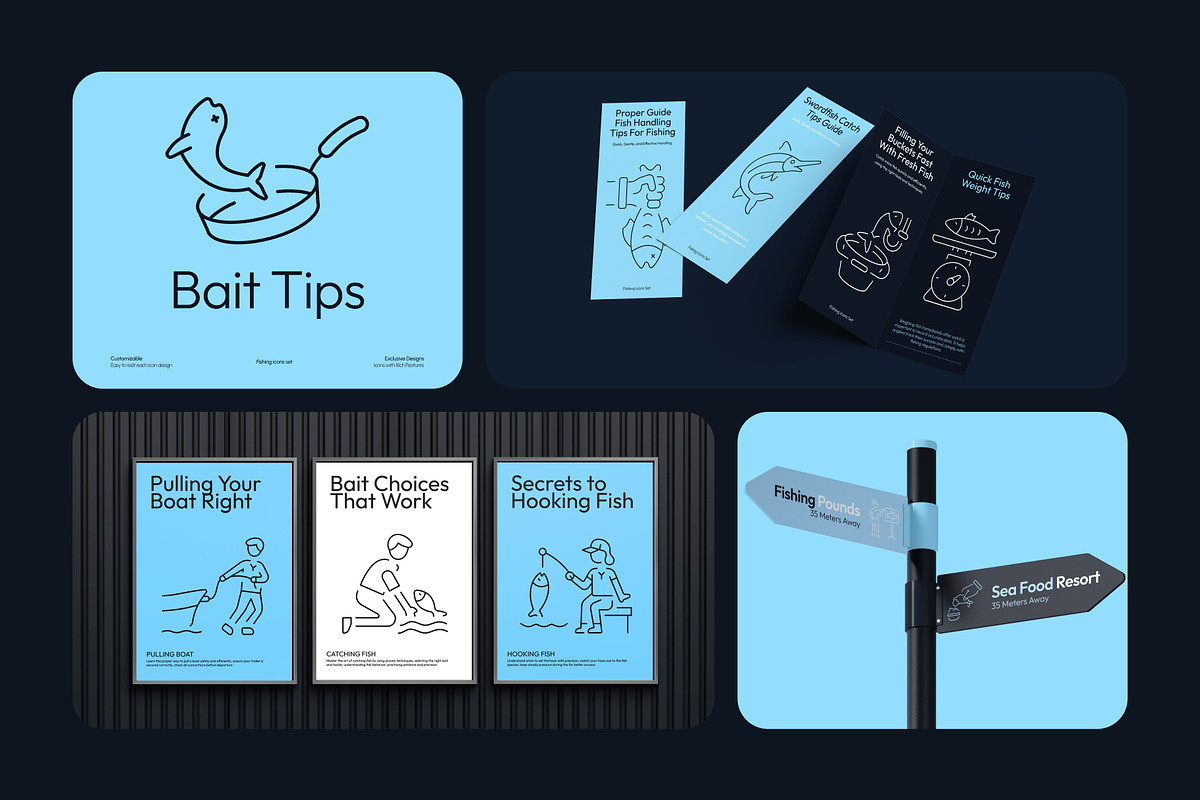 Fishing Icon Art Set, an Outline Icon by Prosymbols (Photo 4 of 8)