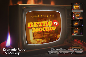 Dramatic Retro TV Mockup