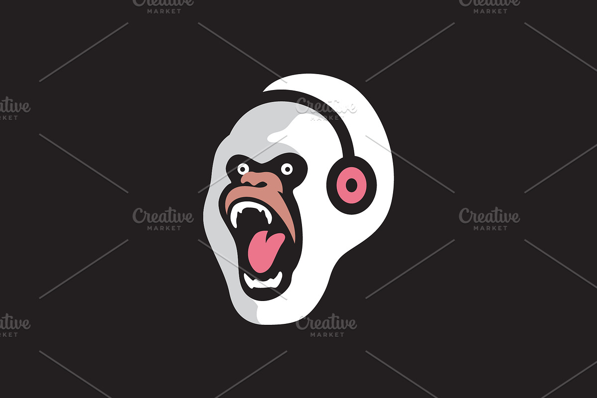 white gorilla beast primate logo, a Branding & Logo Template by devastd