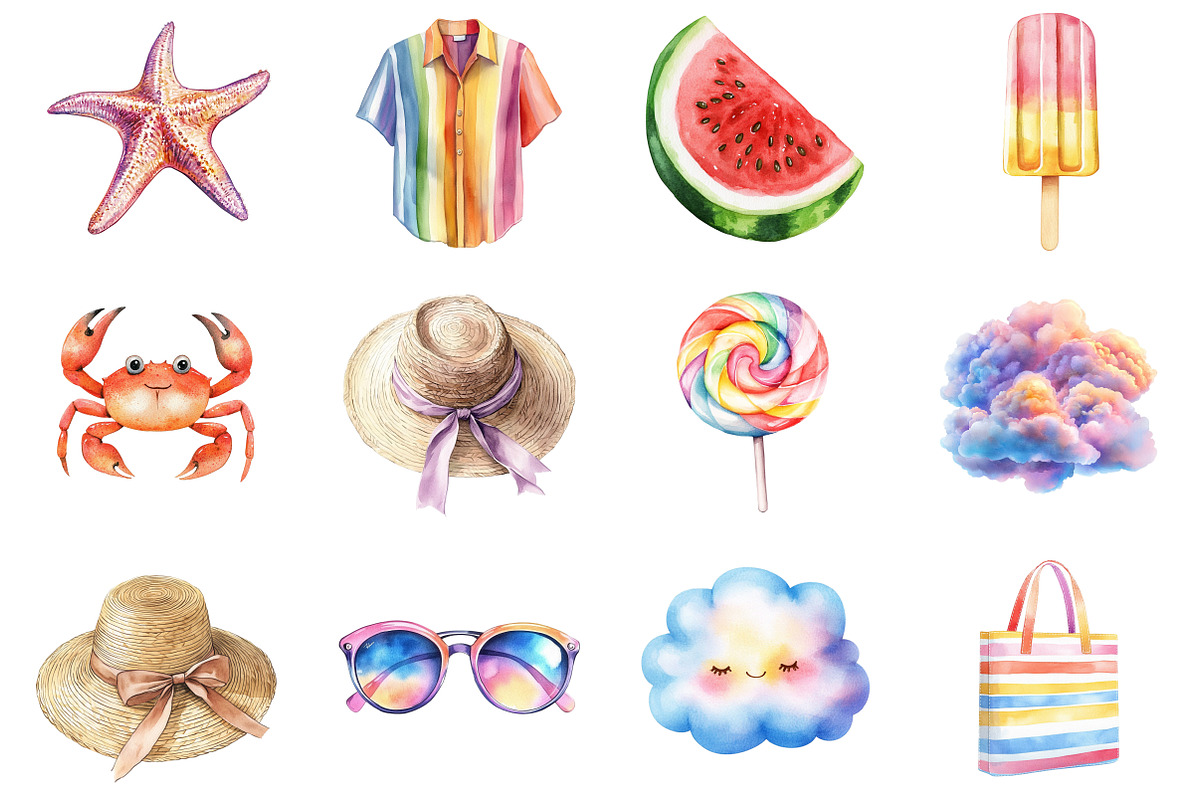 Summer Beach Line Art Doodles, a Seasonal Illustration by CitraGraphics (Photo 3 of 6)