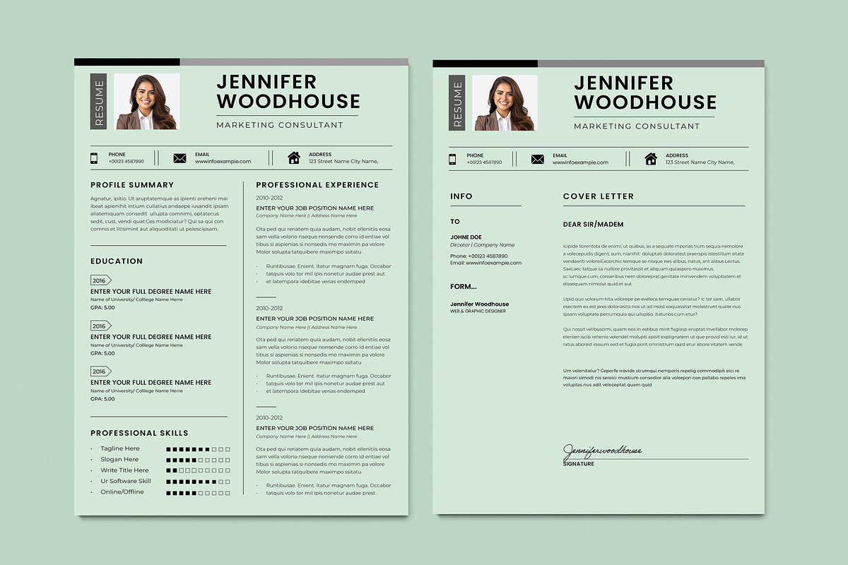 Cover Letter, Word, A4, CV Template preview 2