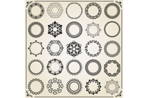 Vintage Big Set of Round Vector, a Decorative Illustration by FineArtStudio