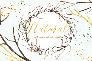 Natural Winter Watercolor Clipart