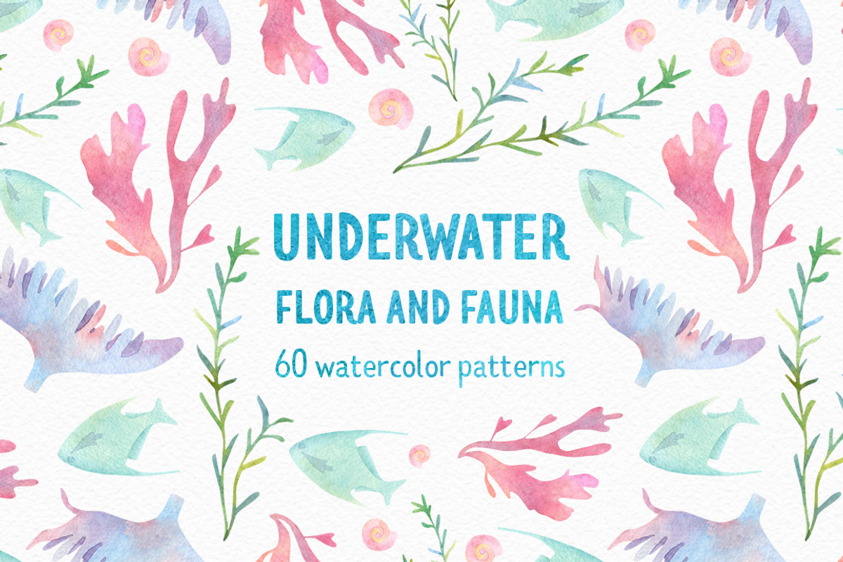 Underwater watercolor patterns, a Pattern Graphic by Piñata (Photo 1 of 8)