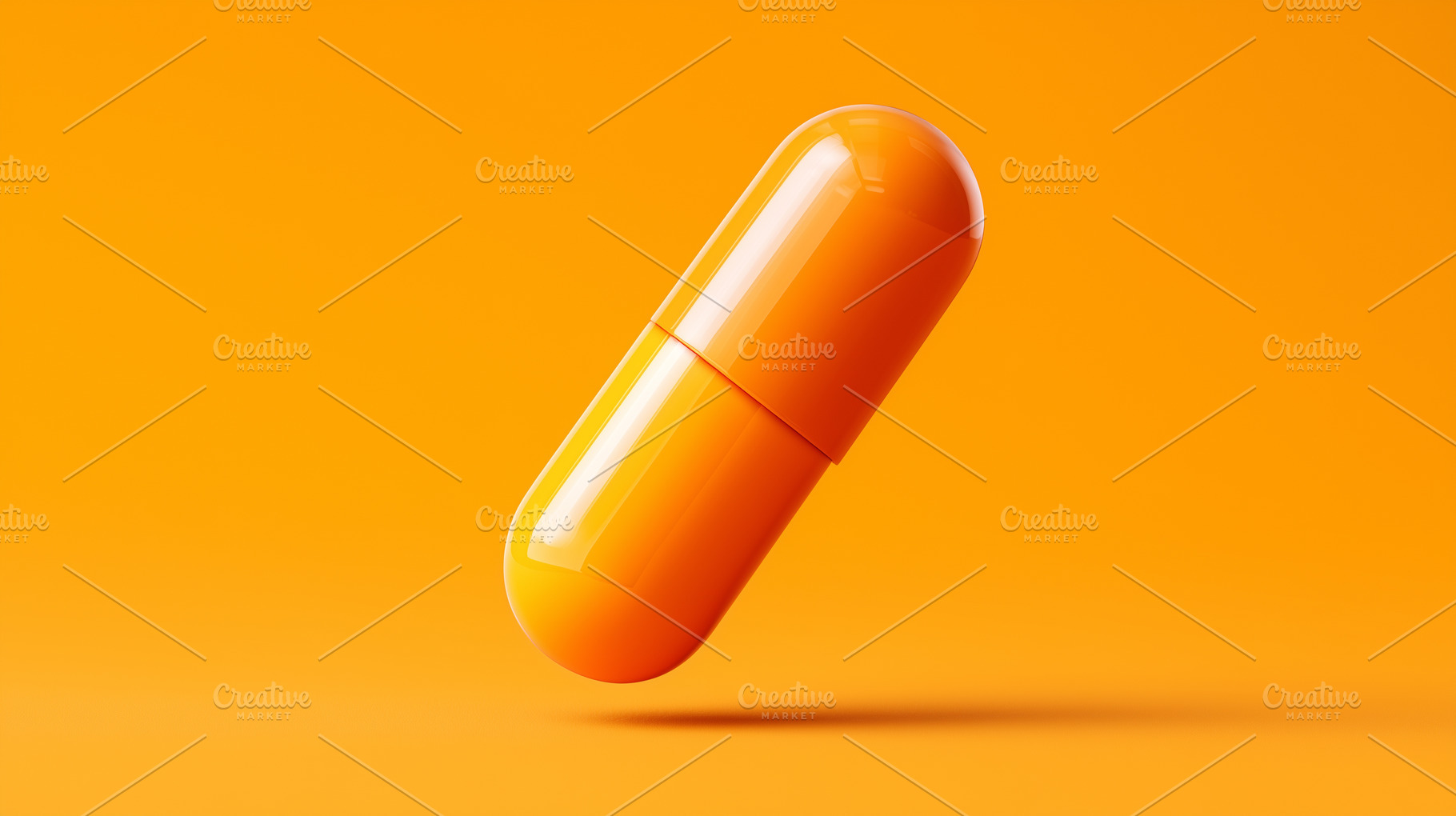 Orange capsule pill floating on, a Health & Medical Photo by MistyDay
