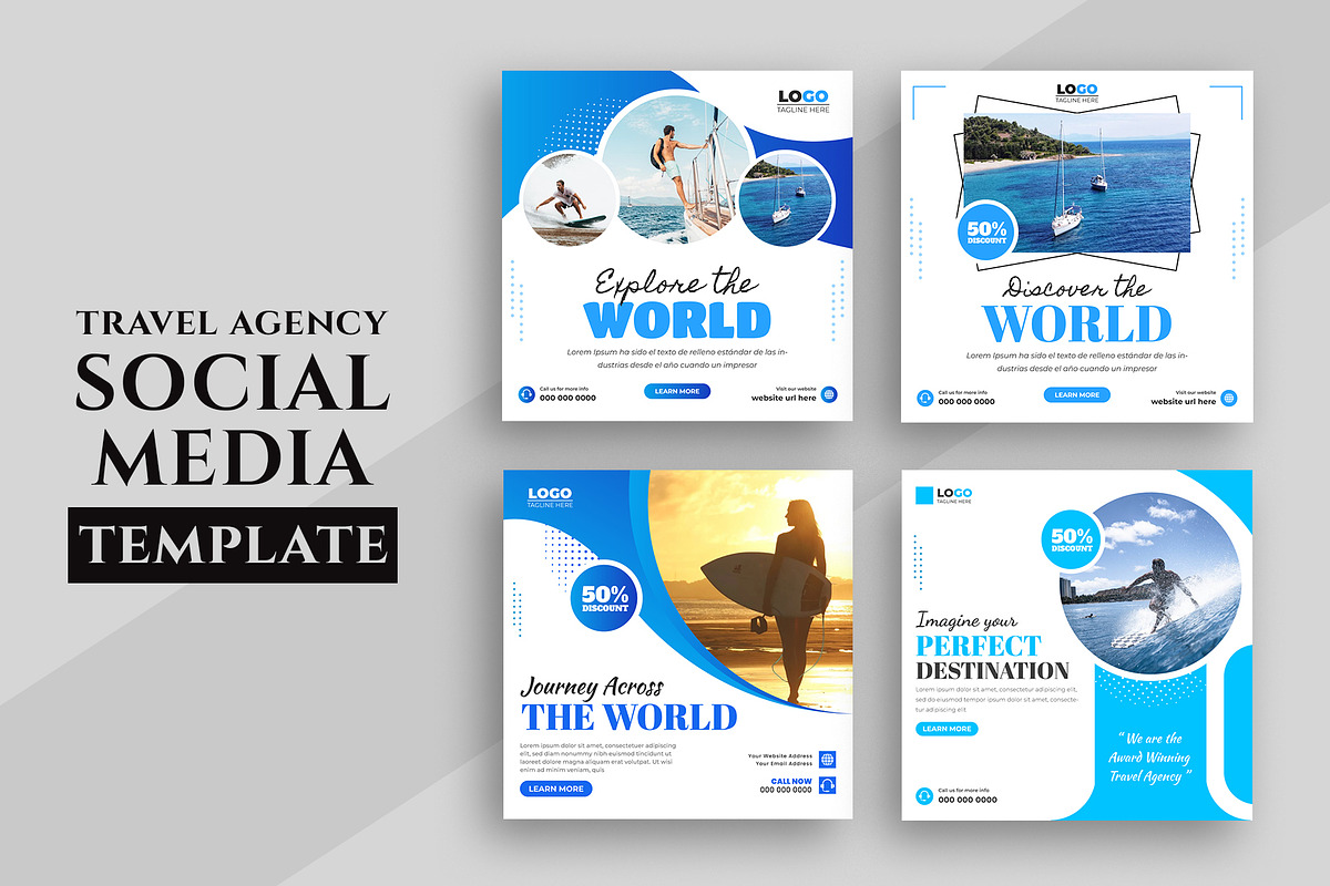 Travel Agency Social Media Post, a Social Media Template by nandinigraphics