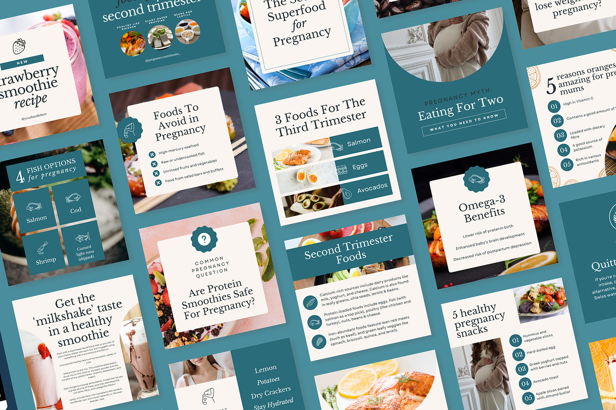 Pregnancy Nutrition Social Templates, a Social Media Template by Ariyah Media (Photo 3 of 3)