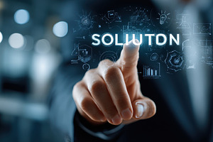 Businessperson selecting Solution di, a Photo by Pixeness Studio