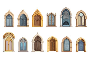 Islamic cartoon doors and windows, an Object Illustration by Valerie Bodnar