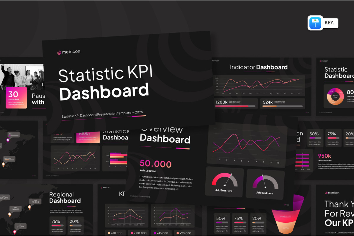 Statistic KPI Dashboard Keynote, a Presentation Template by Loin Studio (Photo 1 of 4)