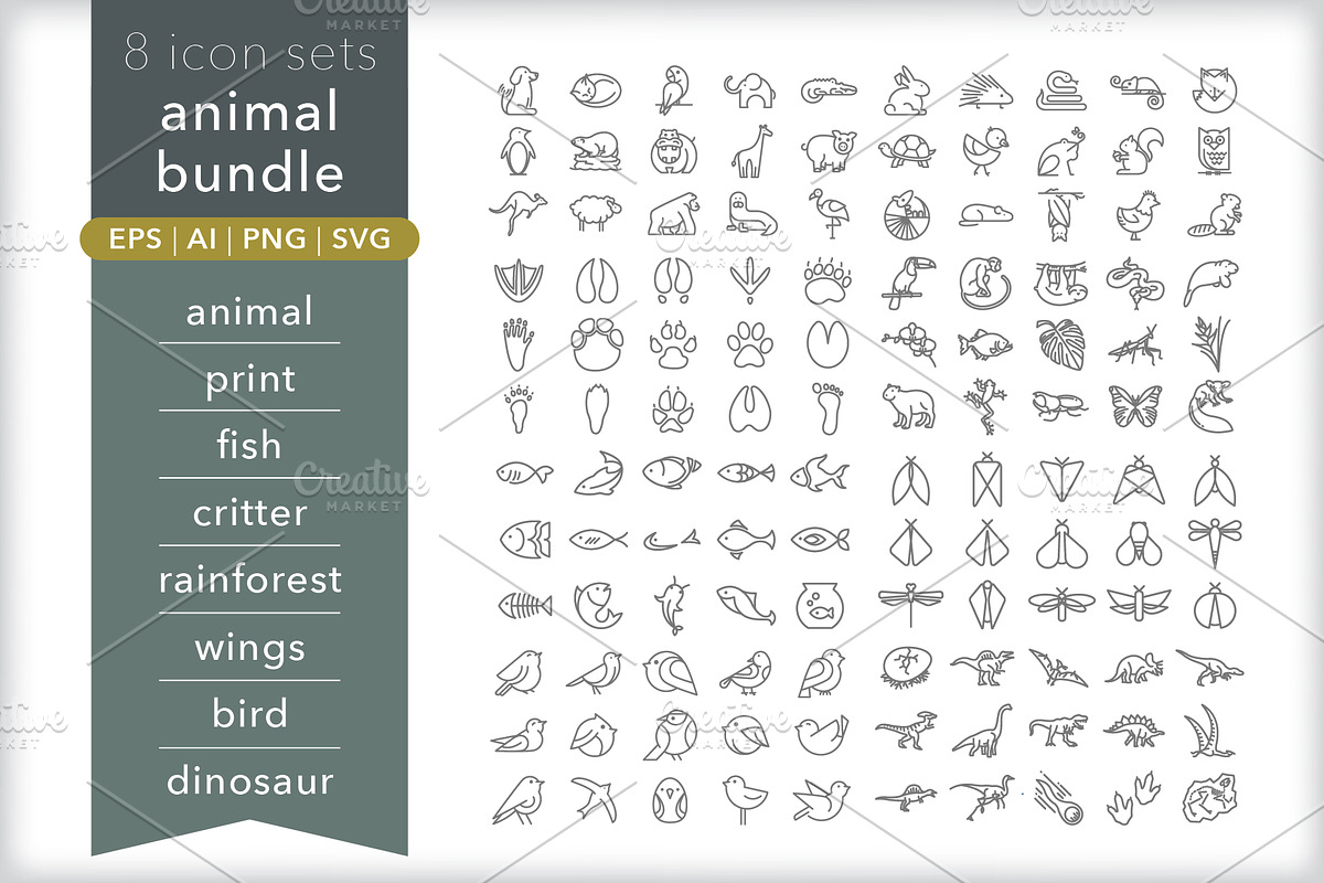 Animal 8-pack icon bundle, an Outline Icon by Picture Window (Photo 1 of 9)