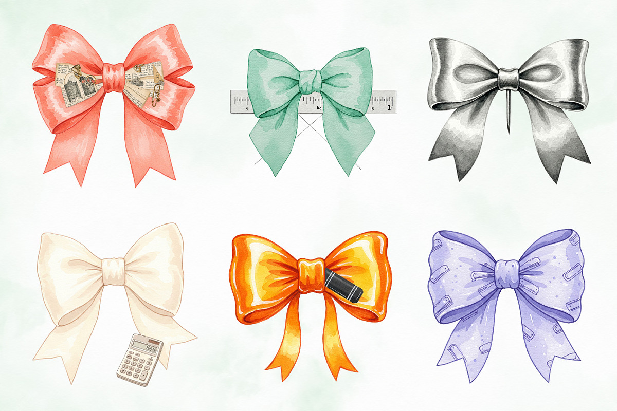 Teacher Coquette Bow Clipart Set, an Illustration by Creative Art (Photo 3 of 9)
