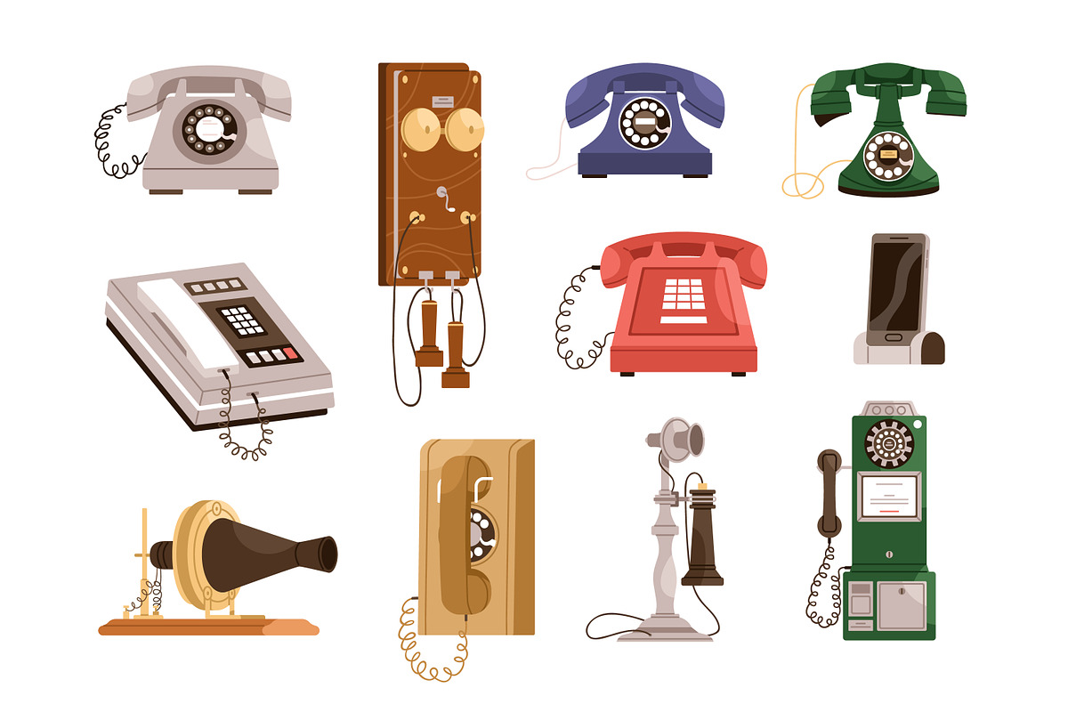 Vintage and modern phones set, an Object Illustration by Good Studio (Photo 2 of 3)