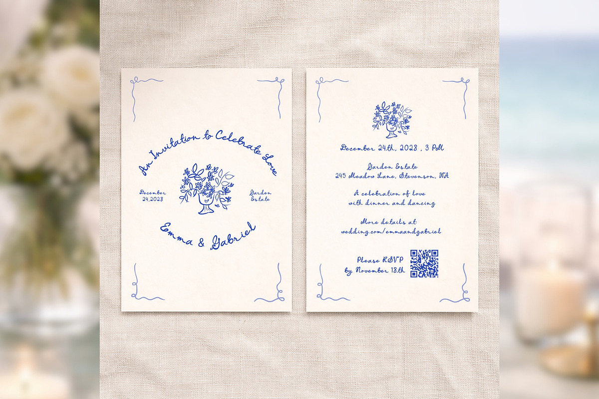 HandDrawn QR Invite Canva bd001, an Invitation Template by TyphoonStudio (Photo 2 of 10)