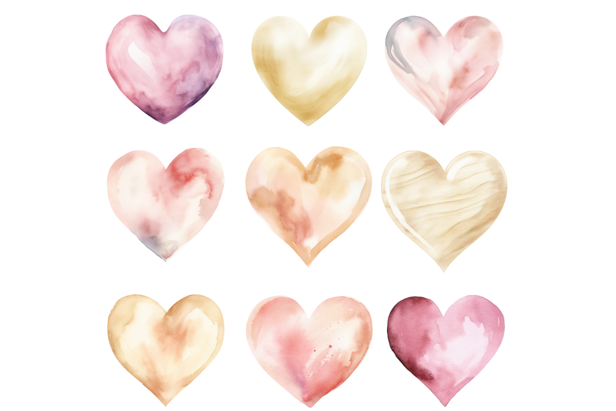 Watercolor Pastel Heart Cliparts, an Illustration by Mash Mash Stickers (Photo 3 of 9)