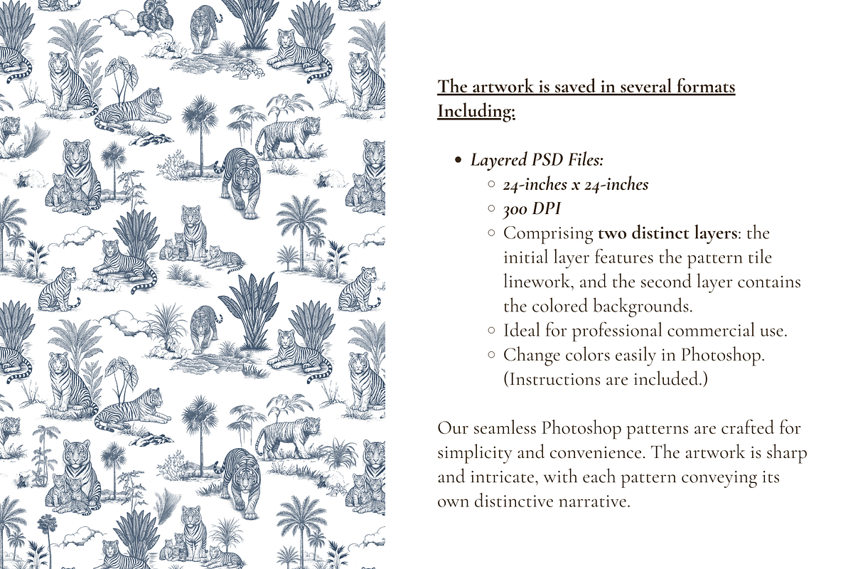 Tiger Toile de Jouy Seamless Pattern, a Pattern Graphic by Hughes Studio (Photo 5 of 8)