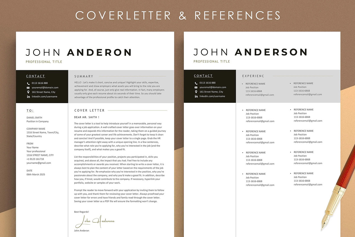 Modern Resume Template CV Design, a Resume Template by resumetemplathttps://d3es (Photo 5 of 9)