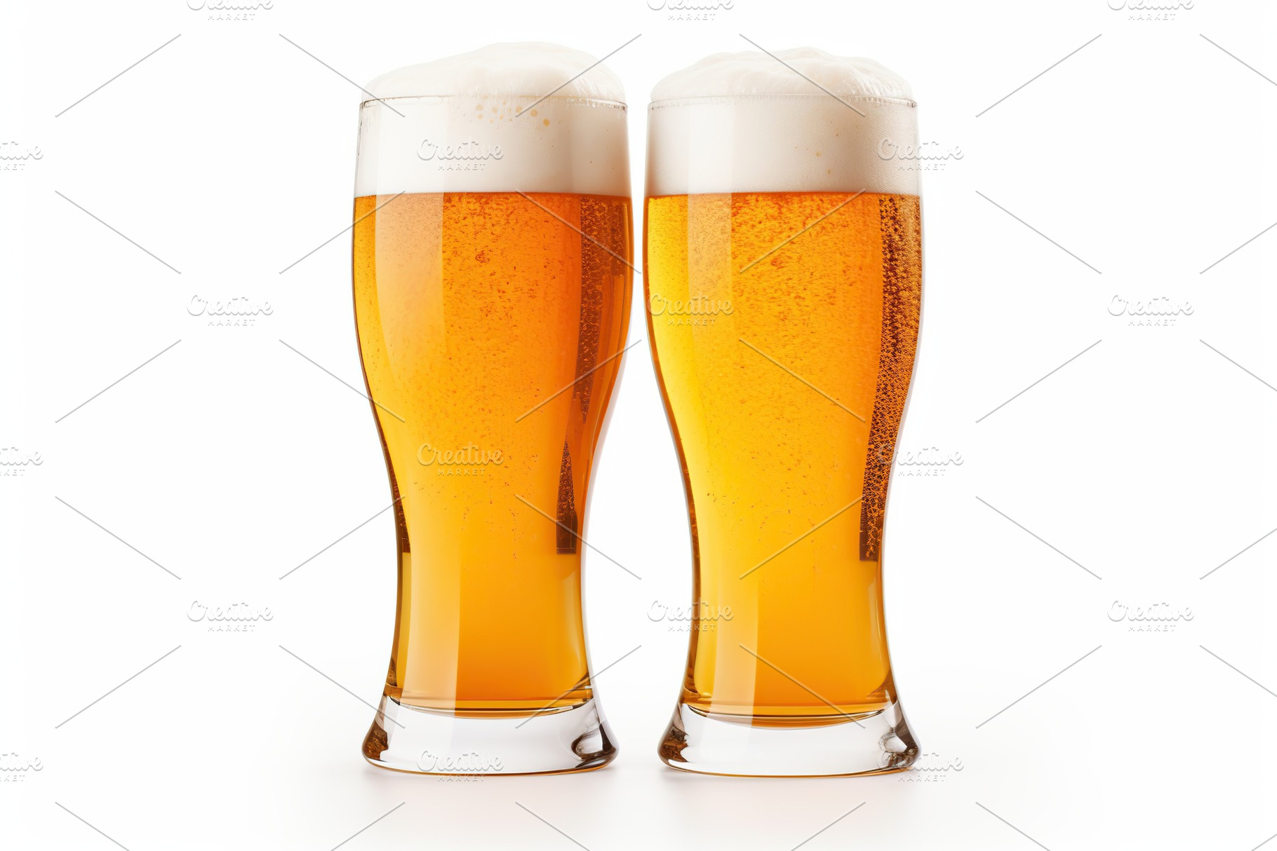 Glasses of beer isolated on white background, a Food & Drink Photo by AlyaAnd