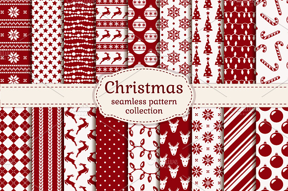 Christmas seamless patterns preview 5