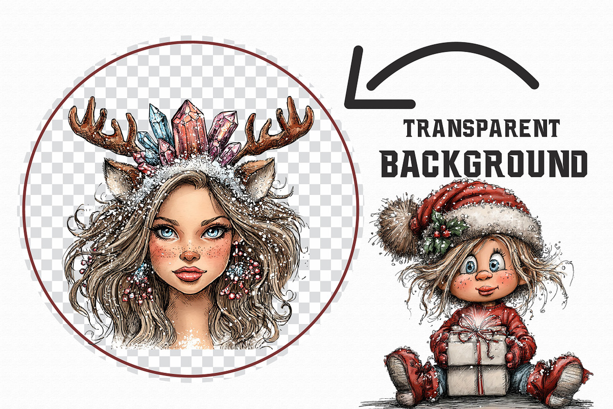 Whimsical Christmas girl Clipart, an Illustration by Libby Wishes (Photo 7 of 7)