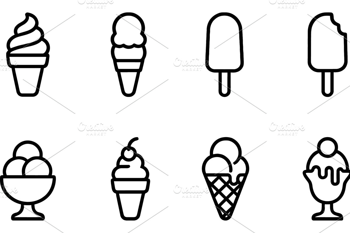 Various ice cream icons showcasing, a Food Illustration by ZinetroN