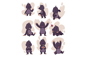 Vector set of cartoon funny moles in, an Animal Illustration by the8monkey