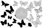 Vector illustration of butterflies, an Illustration by risovanya (Thumbnail 1 of 3)