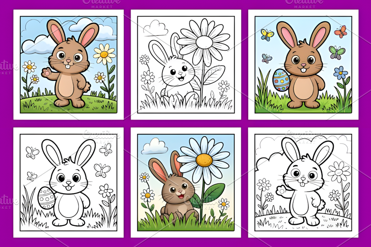 Little Bunny Big Joy Coloring Pages, an Animal Illustration by Coco Bloom (Photo 4 of 6)