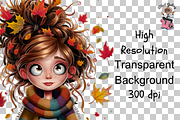 Funny Girl Fall Leaves Autumn PNG, a Graphic by Clipart Bloom (Thumbnail 7 of 11)