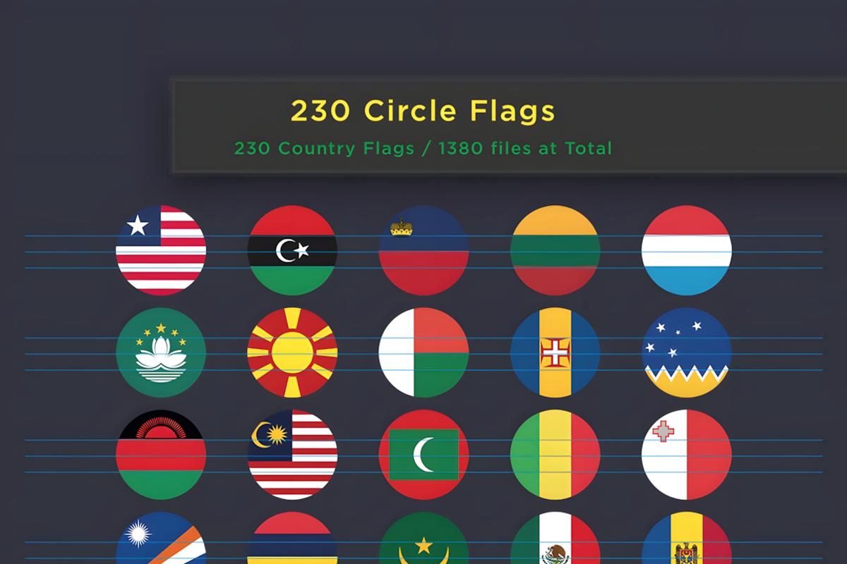 Circle Flags (230 - AI, PDF, PNG), a Solid Icon by alpercakici (Photo 5 of 5)
