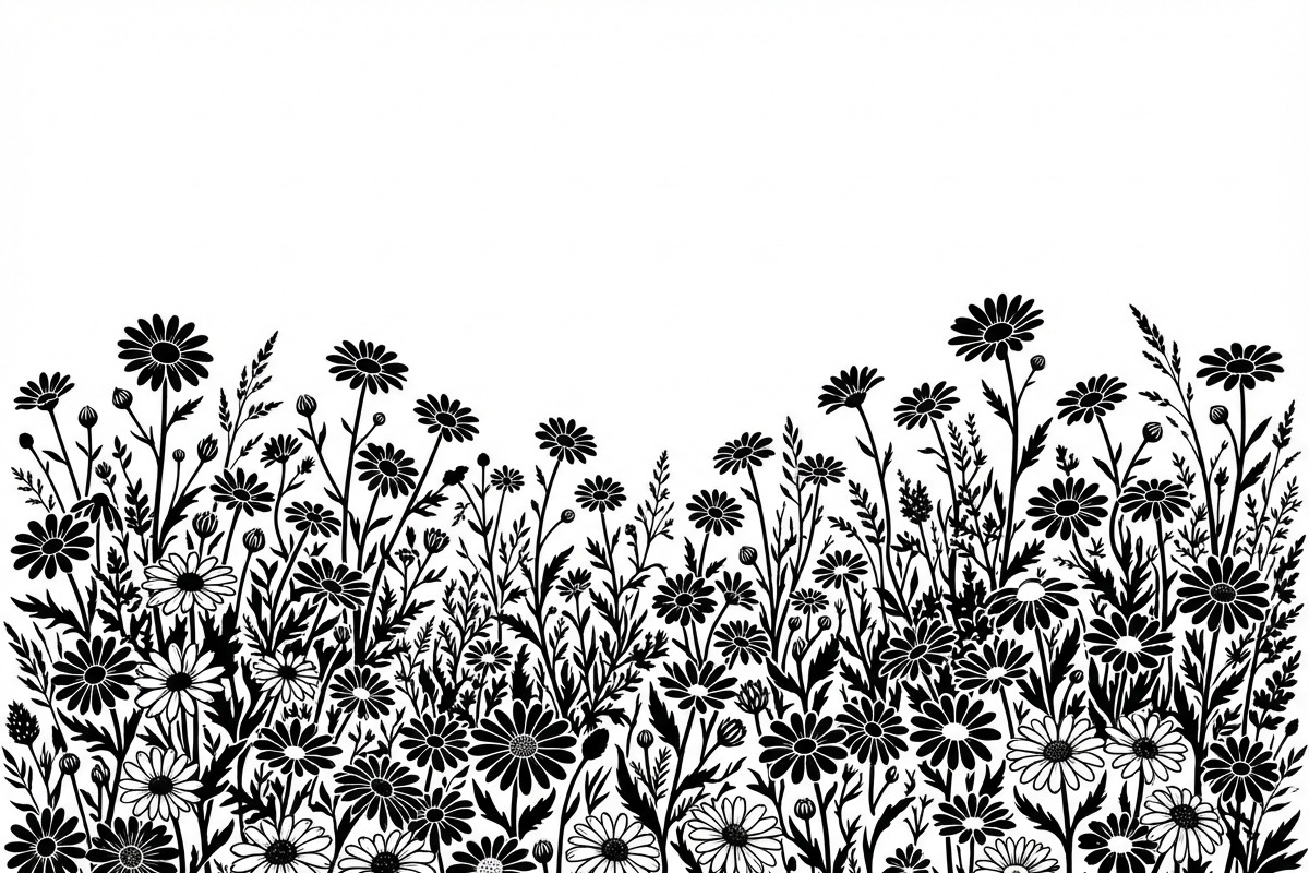 60 Daisy Flower Field Silhouette, a Seasonal Illustration by Amazin_art (Photo 7 of 35)