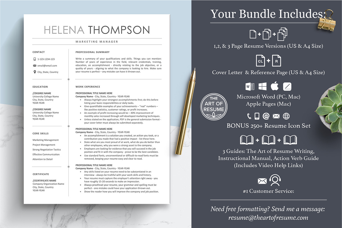 Simple Resume Template, Clean CV, a Resume Template by The Art of Resume (Photo 2 of 8)