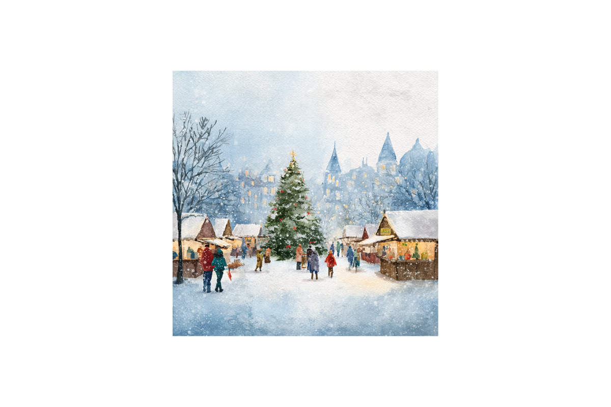 Watercolor Christmas Park Background, a Background Graphic by PcuDesigns Illustrations (Photo 3 of 3)
