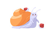 Cute, funny snails set + backgrounds, an Animal Illustration by PaperTrident (Thumbnail 2 of 26)