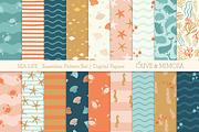 Sea life seamless pattern papers, a Pattern Graphic by Olive & Mimosa (Thumbnail 1 of 4)