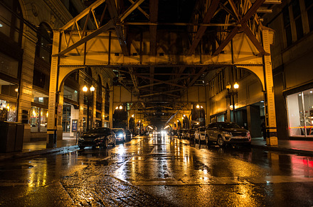 Night empty city street, a Transportation Photo by New York Art Store